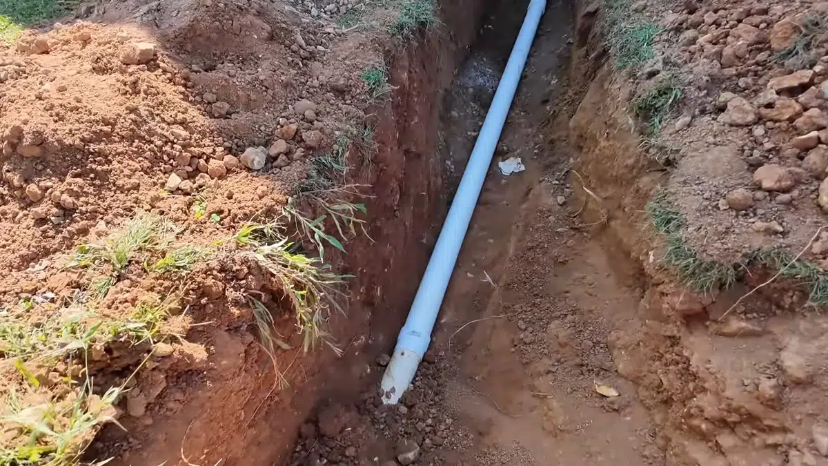 Corroded cast iron drain pipe showing rust and interior wear for Sewer Line Replacement in Bellflower, CA detail view