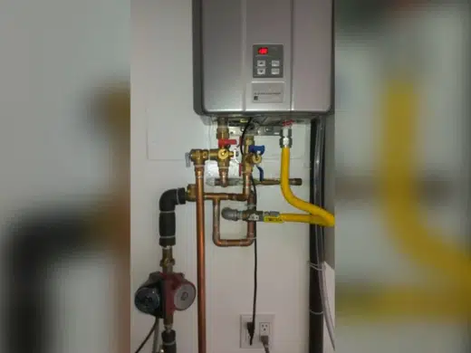 Water heater tank and connection area during inspection for Plumbing Service Areas in Index.Html close repair view